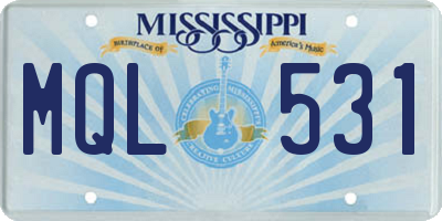 MS license plate MQL531