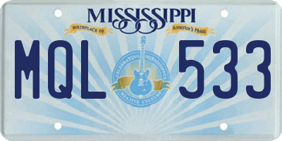 MS license plate MQL533
