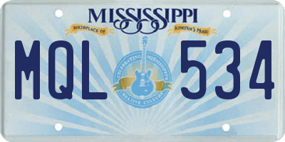 MS license plate MQL534