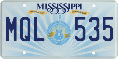 MS license plate MQL535