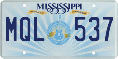 MS license plate MQL537