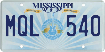 MS license plate MQL540