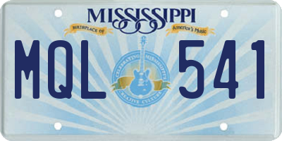 MS license plate MQL541