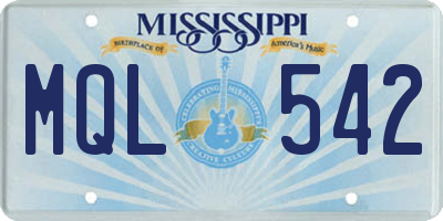 MS license plate MQL542