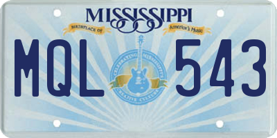 MS license plate MQL543
