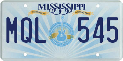 MS license plate MQL545