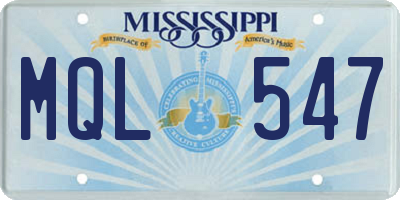 MS license plate MQL547