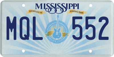 MS license plate MQL552