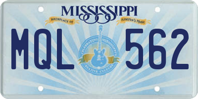 MS license plate MQL562