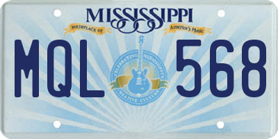MS license plate MQL568