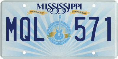 MS license plate MQL571