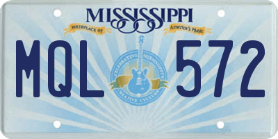 MS license plate MQL572