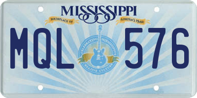 MS license plate MQL576