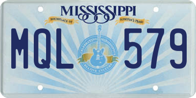 MS license plate MQL579