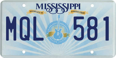 MS license plate MQL581