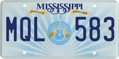 MS license plate MQL583