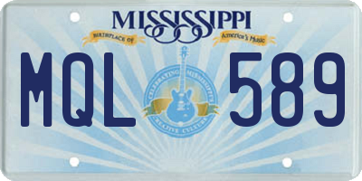MS license plate MQL589