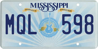 MS license plate MQL598