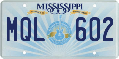 MS license plate MQL602