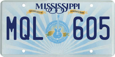 MS license plate MQL605