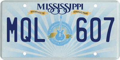 MS license plate MQL607