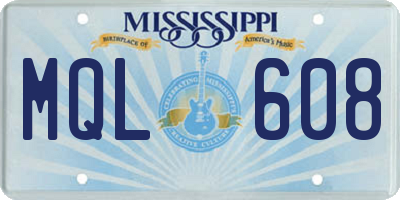 MS license plate MQL608