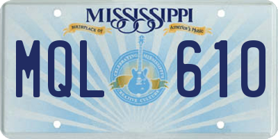 MS license plate MQL610