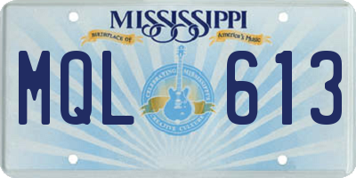 MS license plate MQL613