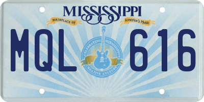 MS license plate MQL616