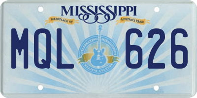 MS license plate MQL626