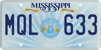 MS license plate MQL633