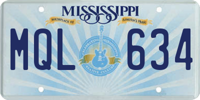 MS license plate MQL634