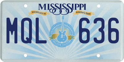 MS license plate MQL636