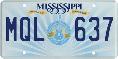 MS license plate MQL637