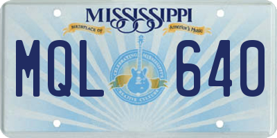 MS license plate MQL640