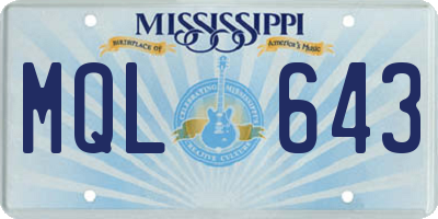 MS license plate MQL643