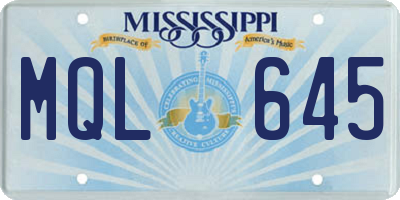 MS license plate MQL645