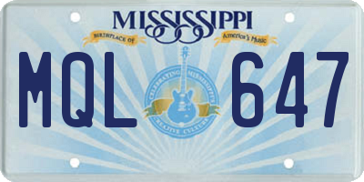 MS license plate MQL647