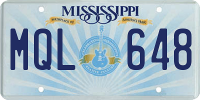 MS license plate MQL648