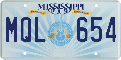 MS license plate MQL654