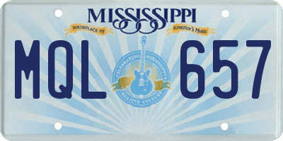 MS license plate MQL657