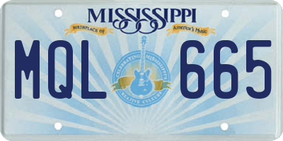 MS license plate MQL665