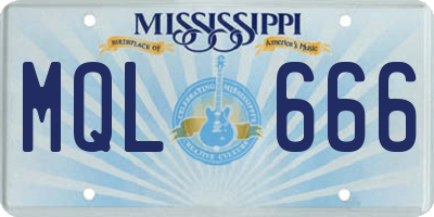 MS license plate MQL666