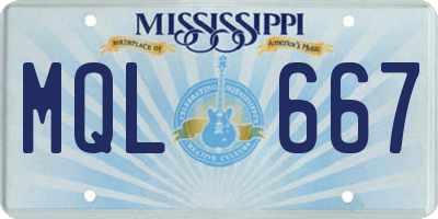 MS license plate MQL667