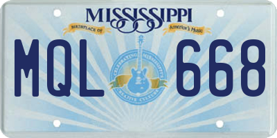 MS license plate MQL668