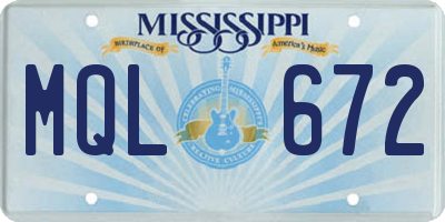 MS license plate MQL672