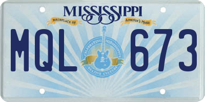 MS license plate MQL673