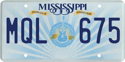 MS license plate MQL675