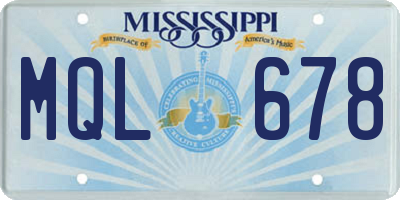 MS license plate MQL678
