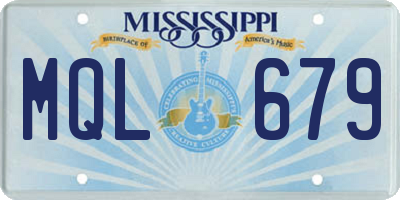 MS license plate MQL679